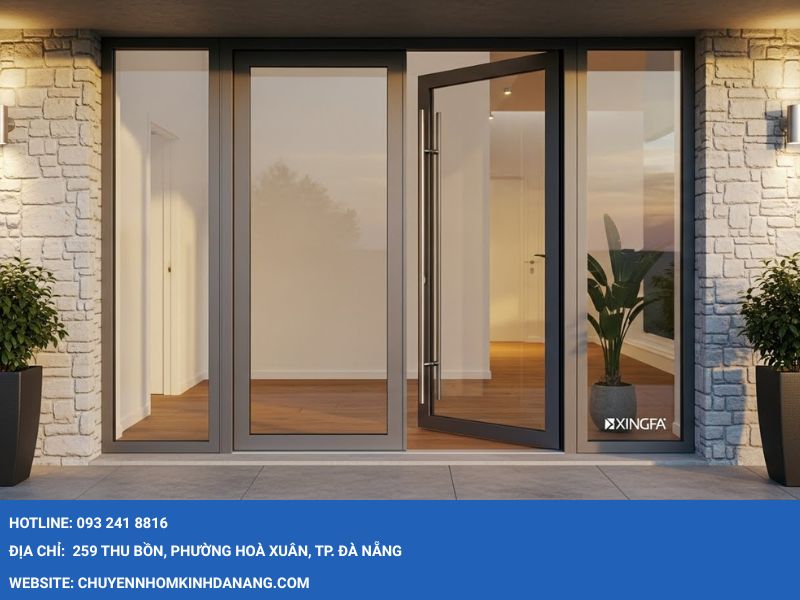 Cửa đi 2 cánh nhôm Xingfa Nhôm Kính Hưng Thịnh Đà Nẵng