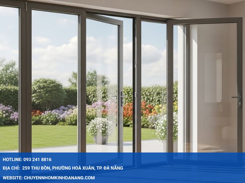 Cửa đi 2 cánh xếp trượt Xingfa Nhôm Kính Hưng Thịnh Đà Nẵng