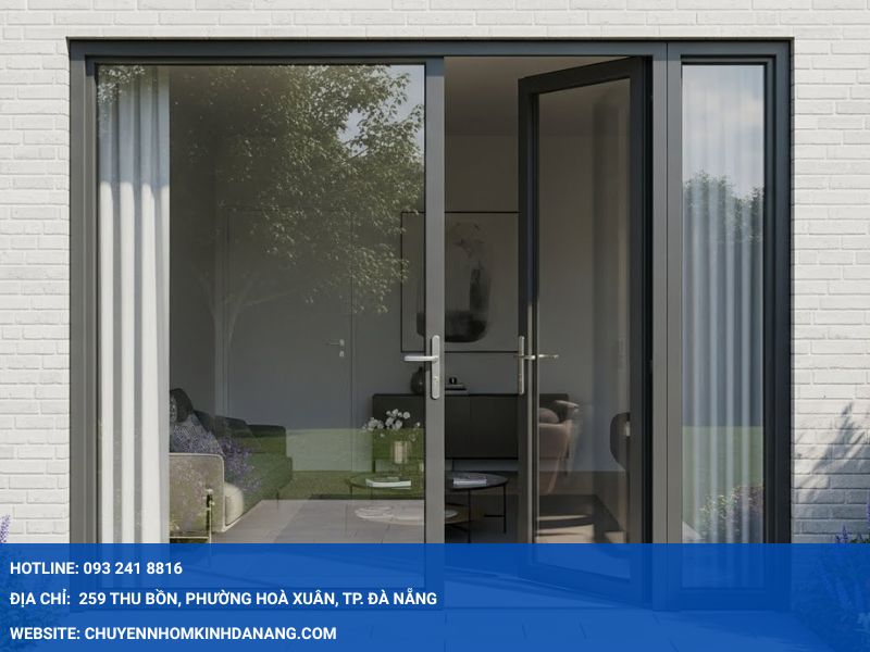 Cửa đi 2 cánh xếp trượt Xingfa Nhôm Kính Hưng Thịnh