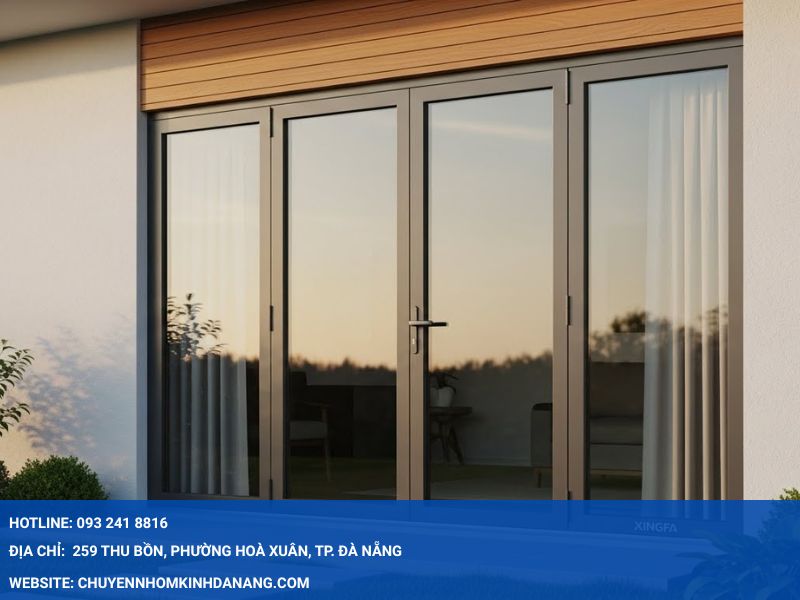 Cửa đi 4 cánh nhôm Xingfa Nhôm Kính Hưng Thịnh