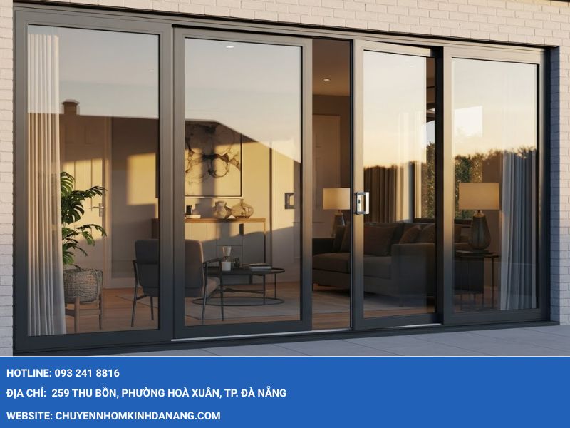 Cửa đi mở trượt 4 cánh Xingfa Nhôm Kính Hưng Thịnh Đà Nẵng