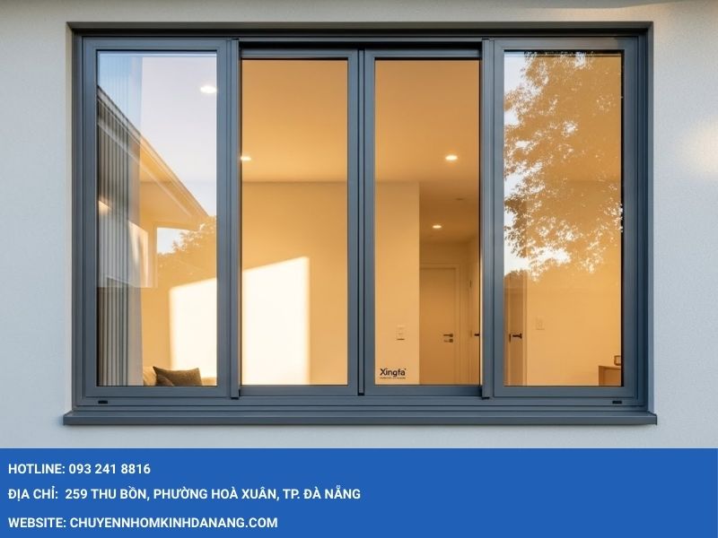 Cửa sổ 4 cánh mở trượt nhôm Xingfa Hưng Thịnh Đà Nẵng