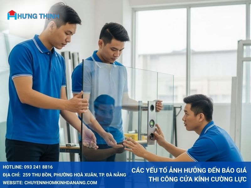 Các yếu tố ảnh hưởng đến báo giá thi công cửa kính cường lực