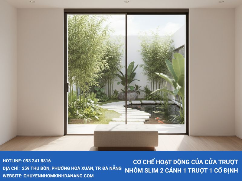 Cơ chế hoạt động của cửa trượt nhôm slim 2 cánh 1 trượt 1 cố định