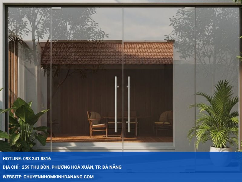 Cửa kính lề sàn 2 cánh mở quay Nhôm Kính Hưng Thịnh
