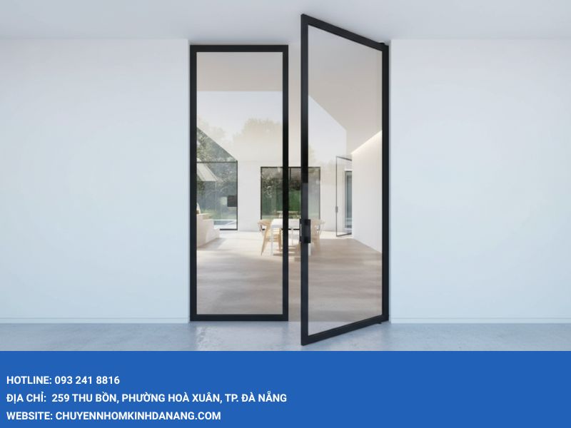 Cửa nhôm slim 2 cánh mở quay Hưng Thịnh Đà Nẵng