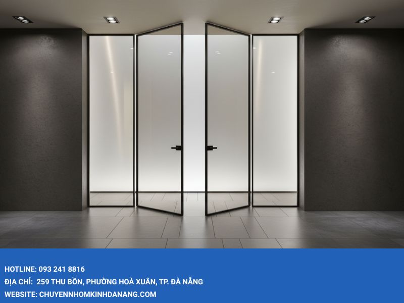 Cửa nhôm slim 2 cánh mở quay Nhôm Kính Hưng Thịnh Đà Nẵng