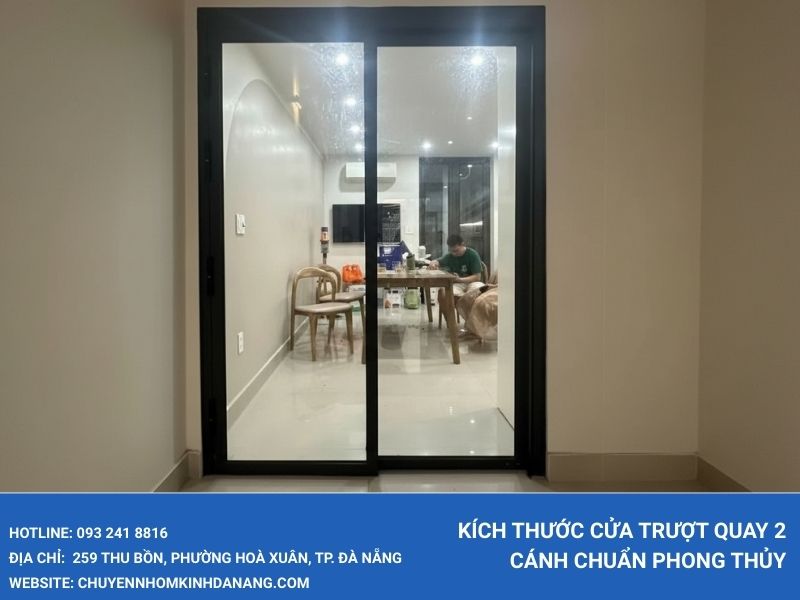 Kích thước cửa trượt quay 2 cánh chuẩn phong thủy