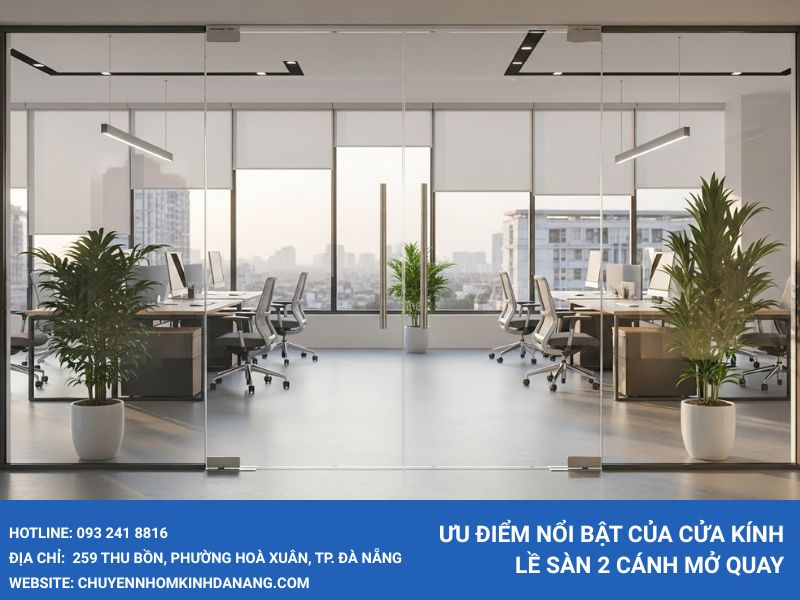 Ưu điểm nổi bật của Cửa kính lề sàn 2 cánh mở quay