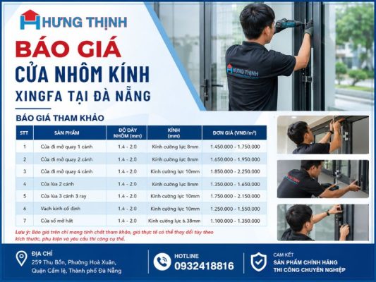 Báo giá cửa nhôm kính xingfa tại đà nẵng​