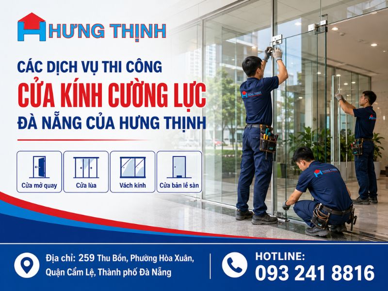 Các dịch vụ thi công cửa kính cường lực Đà Nẵng của Hưng Thịnh