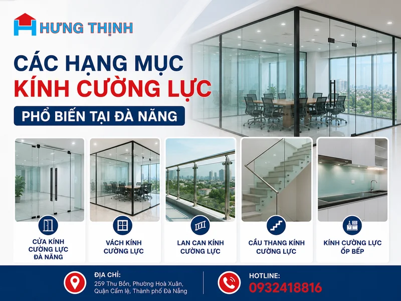 Các hạng mục kính cường lực phổ biến tại Đà Nẵng