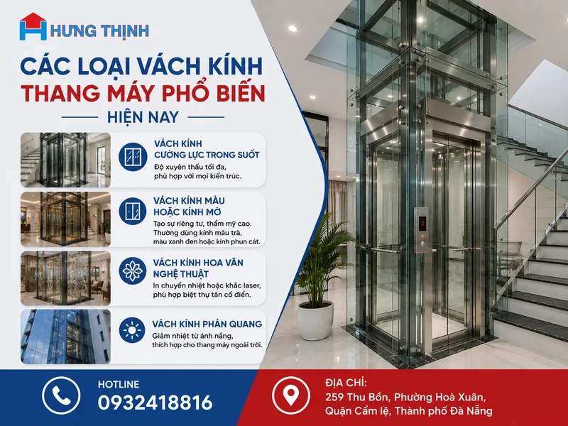 Các loại vách kính thang máy phổ biến hiện nay