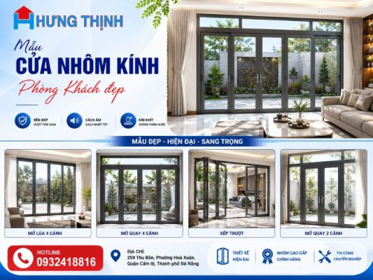 Mẫu cửa nhôm kính phòng khách đẹp​