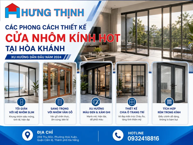 Các phong cách thiết kế cửa nhôm kính Hot tại Hòa Khánh