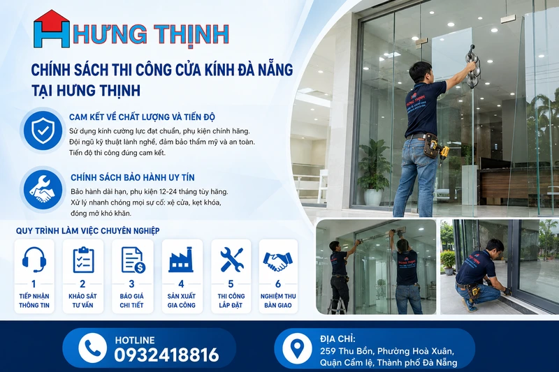 Chính sách thi công cửa kính Đà Nẵng tại Hưng Thịnh