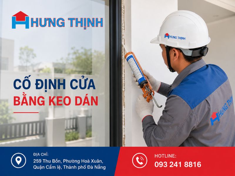Cố định cửa bằng keo dán