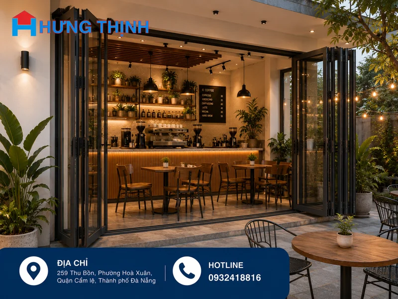 Cửa kính xếp trượt tạo không gian mở