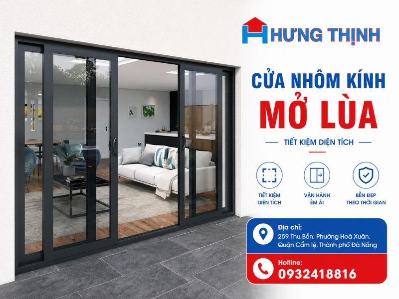 Cửa nhôm kính mở lùa (Tiết kiệm diện tích)