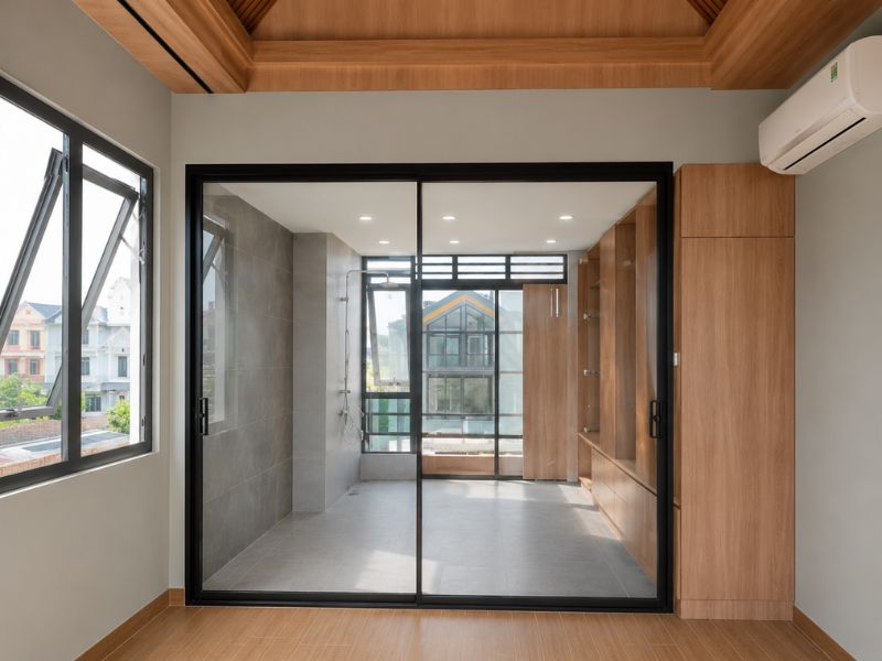 Mẫu cửa nhôm kính đẹp 2 cánh