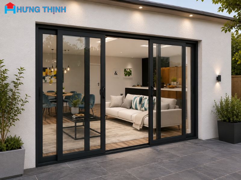 Mẫu cửa nhôm kính phòng khách đẹp