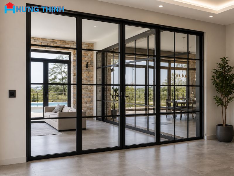Mẫu cửa nhôm kính phòng khách đẹp