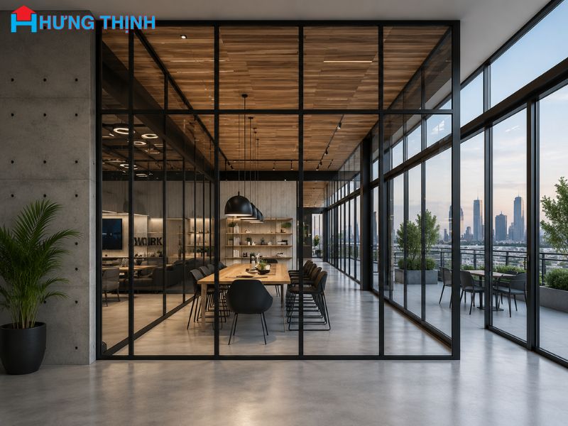 Mẫu cửa nhôm kính phòng khách đẹp