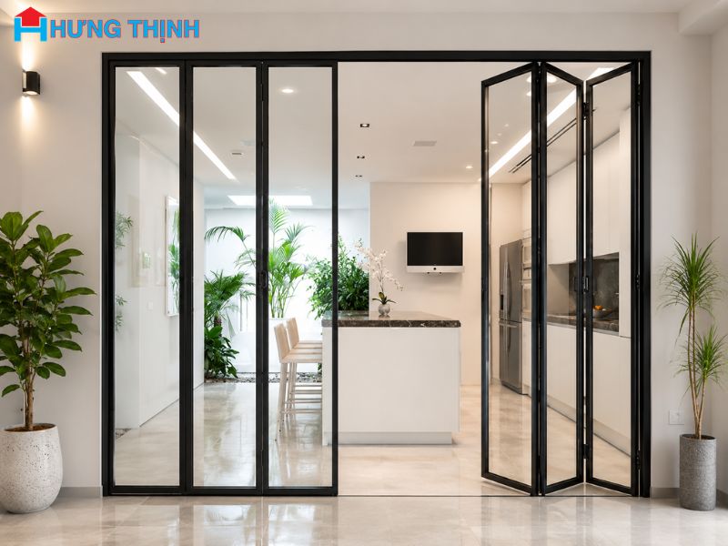 Mẫu cửa nhôm kính phòng khách đẹp