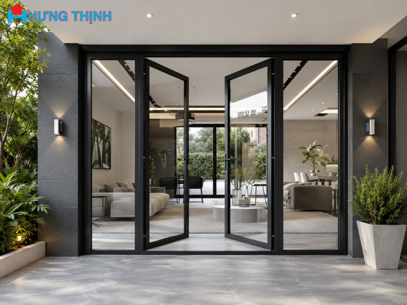 Mẫu cửa nhôm kính phòng khách đẹp