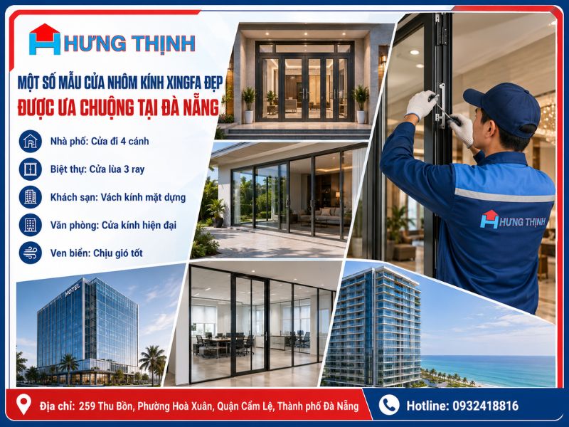 Một số mẫu cửa nhôm kính Xingfa đẹp được ưa chuộng tại Đà Nẵng