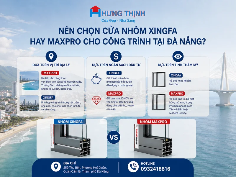 Nên chọn cửa nhôm Xingfa hay Maxpro cho công trình tại Đà Nẵng?