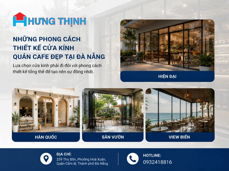 Những phong cách thiết kế cửa kính quán cafe đẹp tại Đà Nẵng