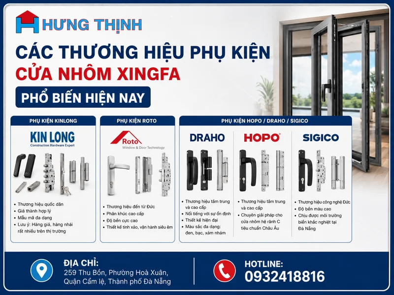 Các thương hiệu phụ kiện cửa nhôm Xingfa phổ biến hiện nay