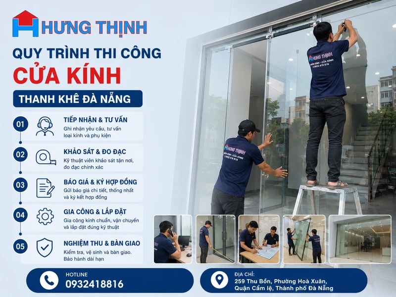 Quy trình thi công cửa kính Thanh Khê Đà Nẵng của Nhôm Kính Hưng Thịnh