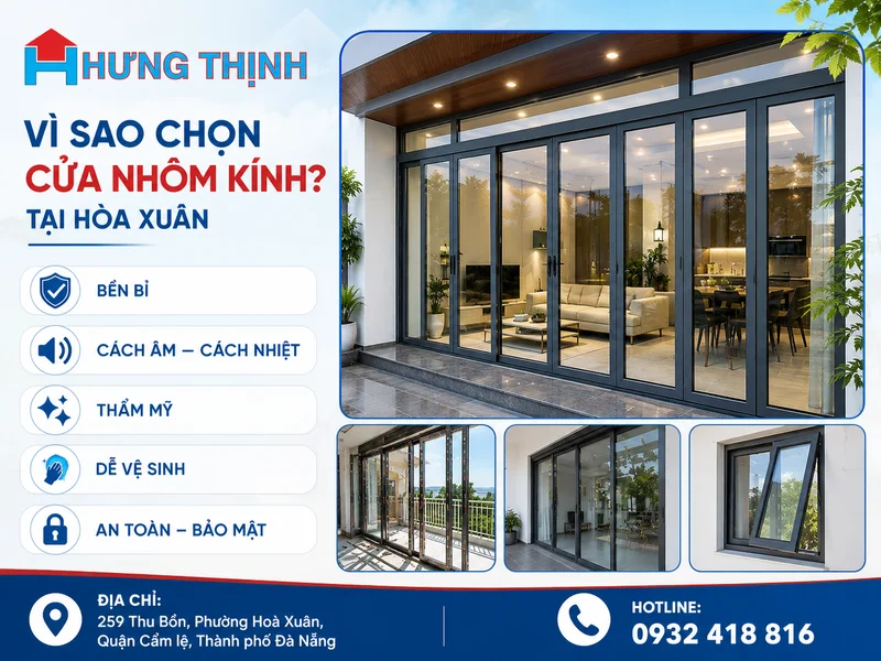 Vì sao nên chọn cửa nhôm kính cho công trình tại Hòa Xuân?