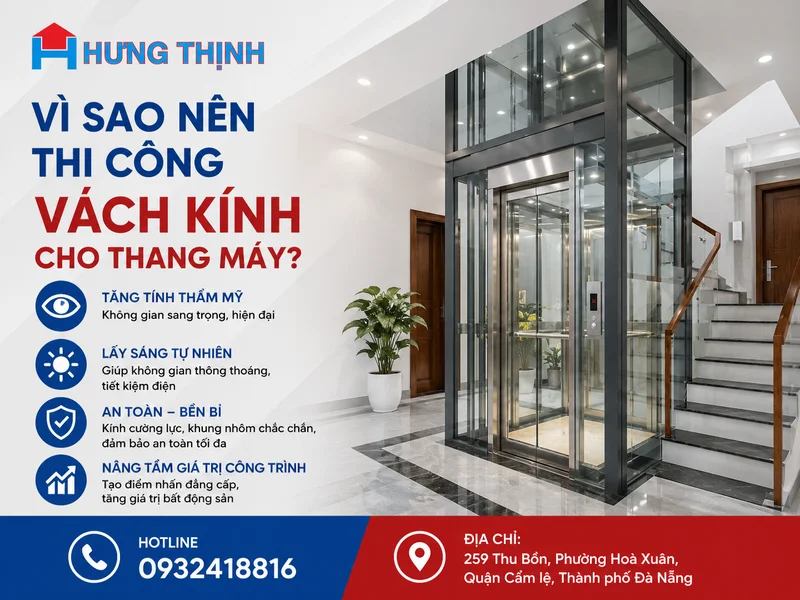 Vì sao nên thi công vách kính cho thang máy?