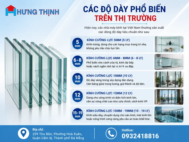 Các độ dày phổ biến trên thị trường
