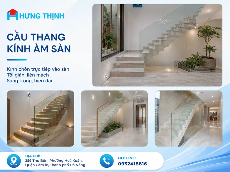 Cầu thang kính âm sàn
