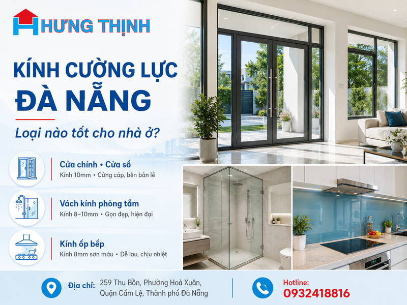 Kính cường lực Đà Nẵng loại nào tốt đối với nhà ở dân dụng