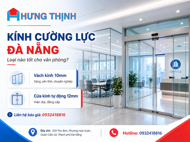Kính cường lực Đà Nẵng loại nào tốt đối với văn phòng làm việc