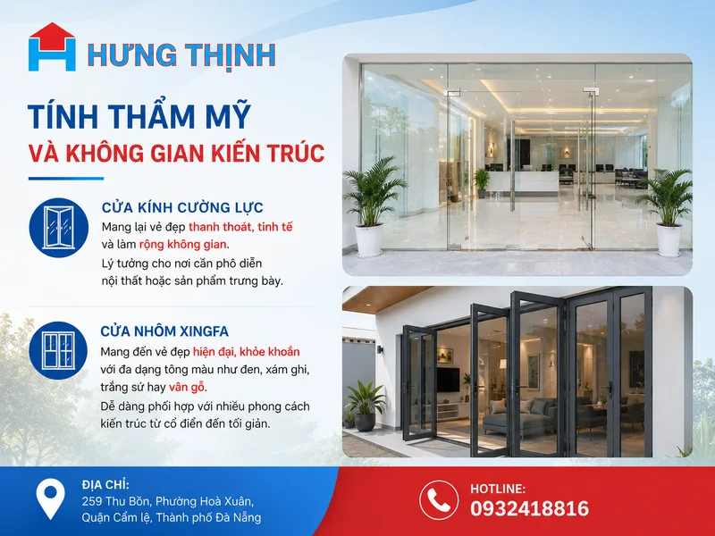 So sánh cửa kính cường lực và cửa nhôm xingfa Đà Nẵng