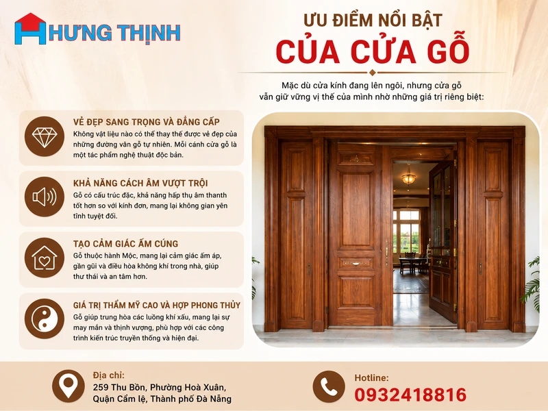 Ưu điểm nổi bật của cửa gỗ